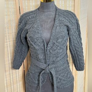 Zara Gray Cardigan Sweater w/Belt - M